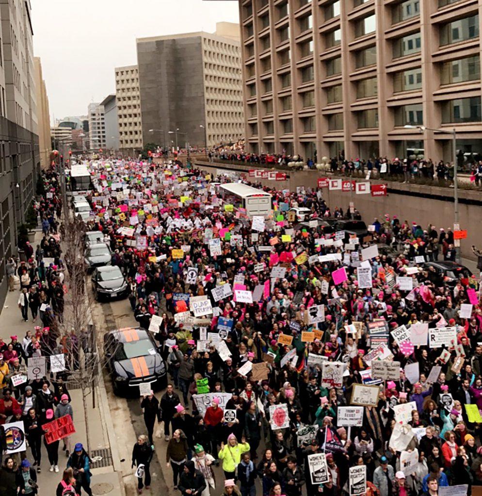 Student walks in D.C. Women’s March