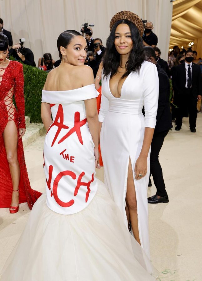 Rep. Alexandria Ocasio-Cortez, D-N.Y., made a big, red statement at this year’s Met Gala with her white dress by James.
Tribune News Service

