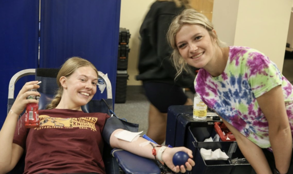 Courtesy of Gannon social media
Students giving blood at the Palumbo Atrium. 