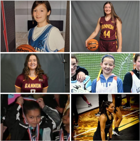 Then and Now photos of GU Student-Athletes (Photos courtesy from top to bottom, Sam Pirosko, Caroline Stevens, Ashley Fallgren)