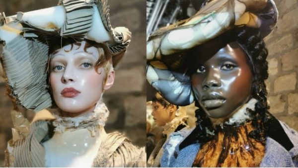 Models transform into porcelain dolls at Maison Martin Margiela Couture Spring 2024 