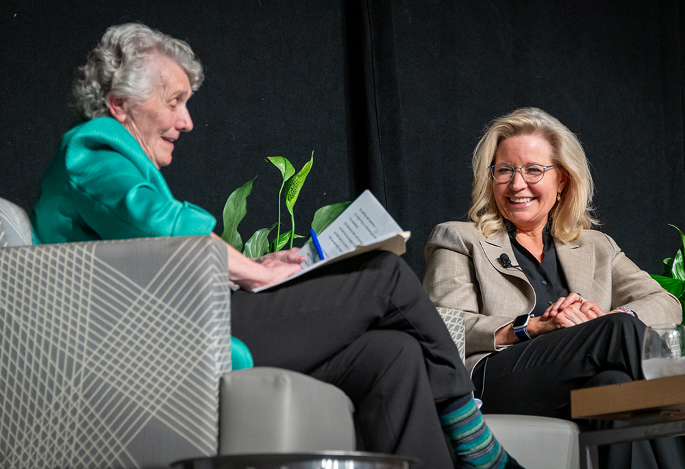 Sister Joan Chittister and former Rep. Liz Cheney. (Photo/National Catholic Reporter)