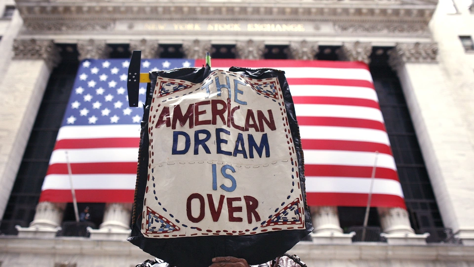 Sign with "The American Dream is Over" . (Photo/Mechele Dickerson)