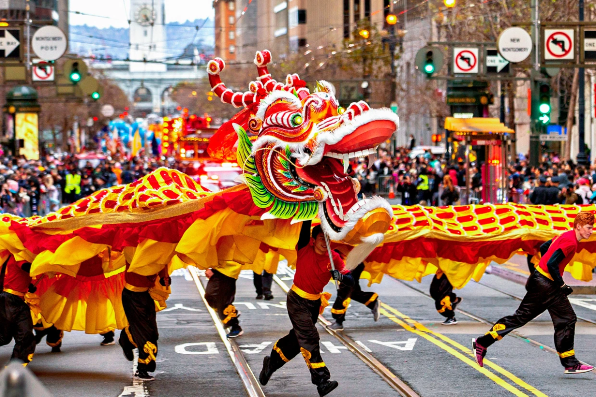 Dragon Dance in Chinese Lunar New Year in San Francisco (Photo/San Francisco Chronicle)