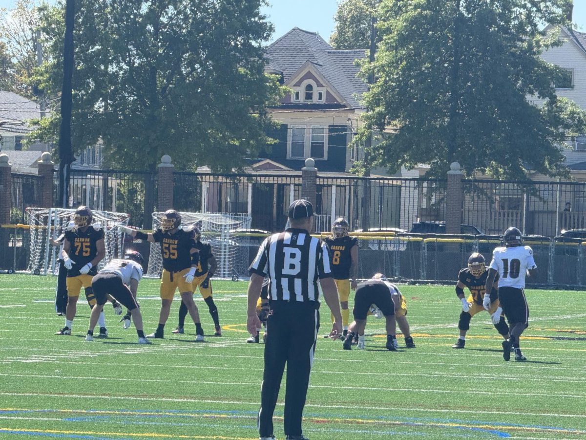 Gannon’s offense lines up minutes before scoring the game’s final touchdown. 